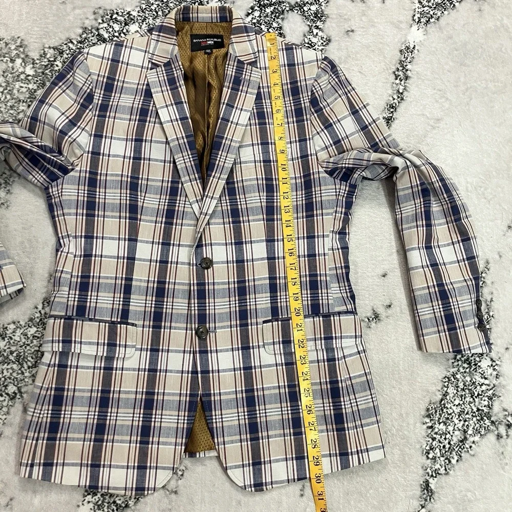 Banana Republic Mad Men Collection Mens 40R Plaid Two Button Blazer Sport Coat